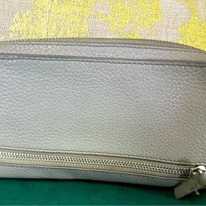 Super organizer quality leather wallet in grey/silver